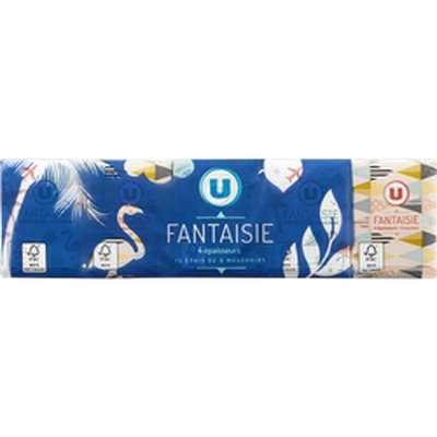 Etuis de mouchoirs 4 plis fantaisies, U (x 15)