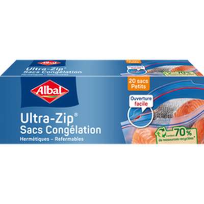 Sacs congélation ultra zip petit modèle 70% ressources recyclées, Albal (20 x 1 l)