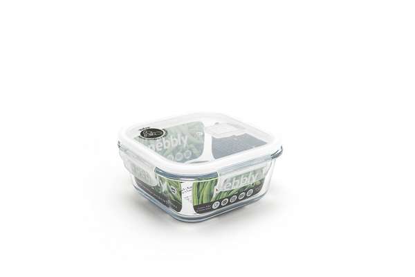Boite carrée avec couvercle en verre borosilicate 800 ml, Pebbly