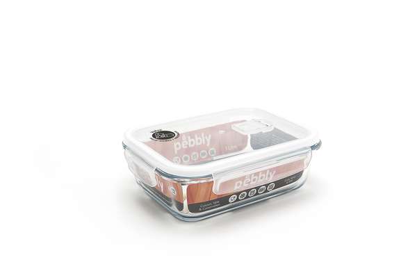 Boîte rectangulaire en verre borosilicate 1000 ml, Pebbly