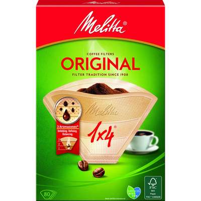 Filtres à café 1x4 bruns, Melitta (x 80)
