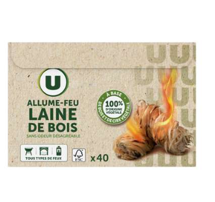 Allume-feu laine de bois, U (x 40)