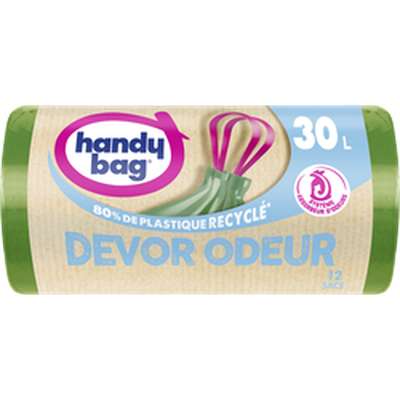 Sacs poubelle poignées coulissantes devor odeur 80% plastique recyclé, Handy Bag (12 x 30 L)