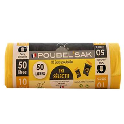 Sacs poubelles jaune tri sélectif, Poubel'Sak (10 x 50 L)