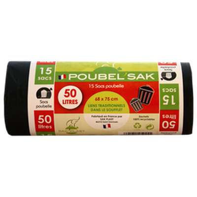 Sac Poubelle Noir, Poubel'Sak (15 x 50 L)
