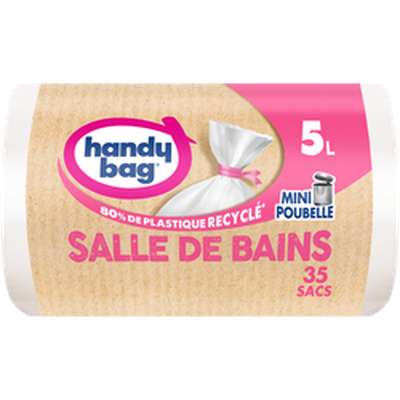 Sacs poubelle à liens salle de bains 80% plastique recyclé, Handy Bag (35 x 5 L)