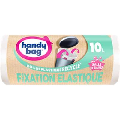 Sac poubelle salle de bain fixation élastique 80% plastique recyclés, Handy Bag (15 x 10 L)
