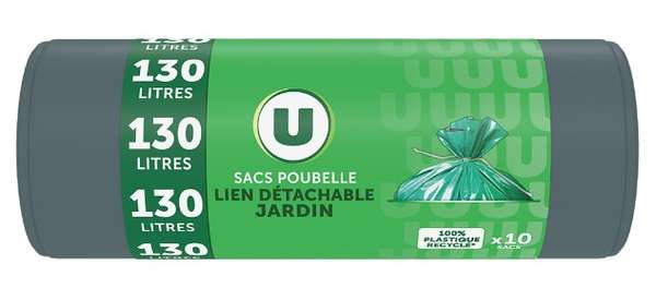 Sacs poubelle de jardin à lien détachable, U (10 x 130 l)