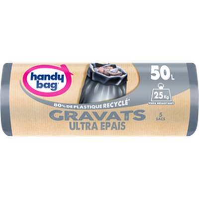 Sacs poubelle gravats 80% plastique recyclés, Handy Bag (5 x 50 l)