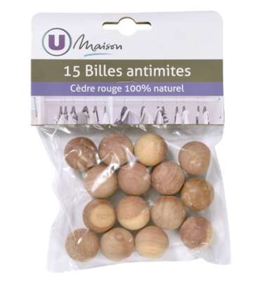 Billes anti-mites en cèdre rouge, U (x 15)