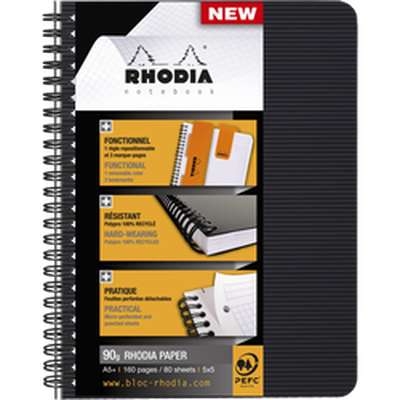 Petit cahier micro-perforé petits carreaux, Rhodia (16 x 21 cm, 160 pages)