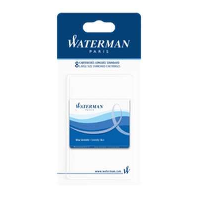 Cartouche d'encre longue bleue effaçable, Waterman (x 8)