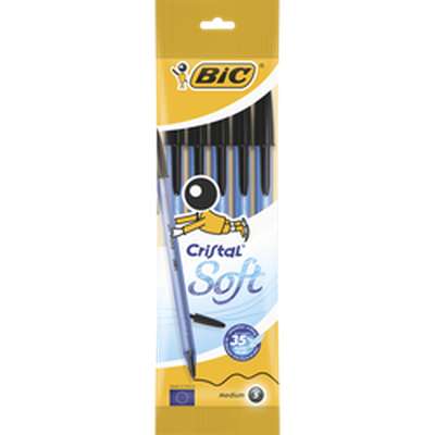 Stylo bille Cristal Soft noir, BIC (x 5)