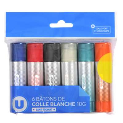 Bâtons de colle blanche haute qualité, U (6 x 10 g)