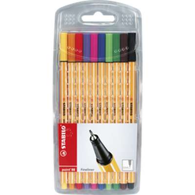 Stylo feutre pointe 0,4 mm assortis, Stabilo (x 10)