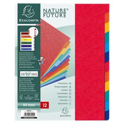 Intercalaires de couleurs 7 trous, Exacompta (23 x 29,7 cm, 12 positions)