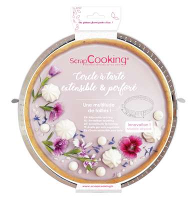 Cercle à Tarte Extensible Perforé Inox 16 à 30 Cm, Scrapcooking