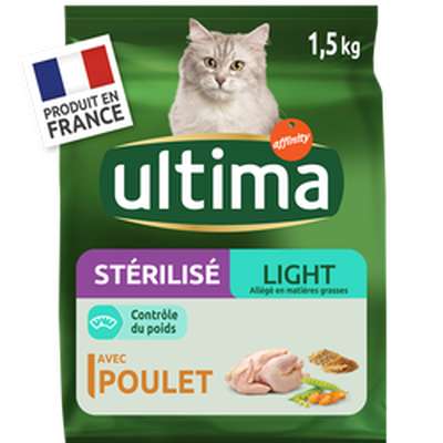 Croquettes poulet chats stérilisés light, Ultima (1,5 kg)
