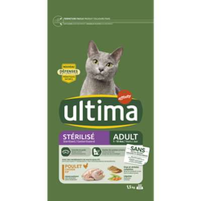Croquettes pour chats stérilisés au poulet, Ultima (3 kg)
