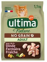 Croquettes pour chat à la dinde no grain nature, Ultima (1,1kg)