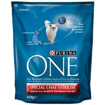 Croquettes pour chat stérilisé au boeuf, Purina One (450 g)