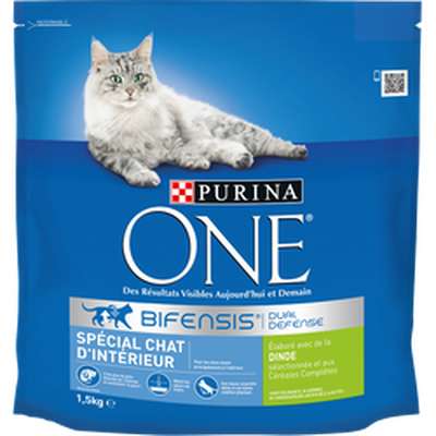 Croquettes pour chats adulte d'intérieur à la dinde, Purina One (1.5 kg)