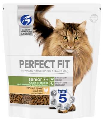 Croquettes pour chat senior stérilisé riche en poulet, Perfect Fit (1,4 kg)