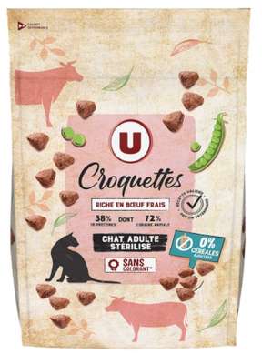 Croquettes sans céréales riche en boeuf frais pour chat adulte stérilisé, U (3 kg)