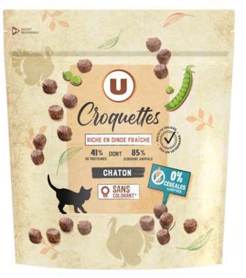 Croquettes sans céréales riche en dinde fraîche pour chaton, U (450 g)