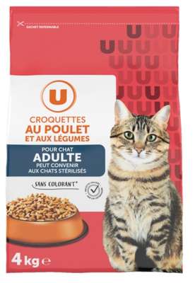 Croquettes au poulet et aux légumes pour chat, U (4 kg)