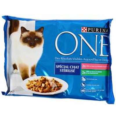 Sachets repas pour chats stérilisés, Purina One (4 x 85 g)
