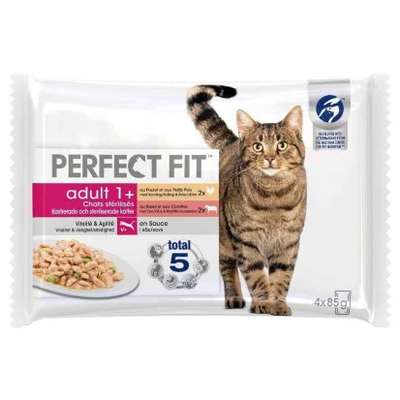 Sachets repas pour chat adulte stérilisé poulet boeuf, Perfect Fit (4 x 85 g)