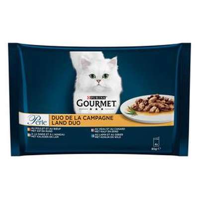 Les duos de viandes pour chats adultes, Gourmet Perle (4 x 85 g)