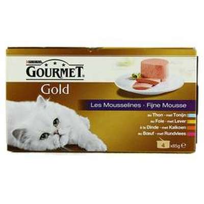 Les Mousselines multivariétés pour chats adultes, Gourmet Gold (4 x 85 g)
