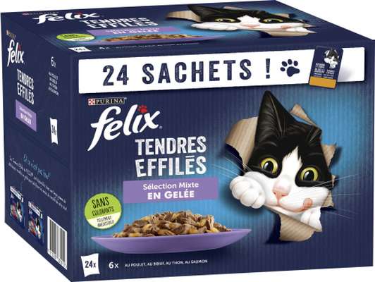 Tendres effilés en gelée sélection mixte pour chats, Félix (24 x 85 g)
