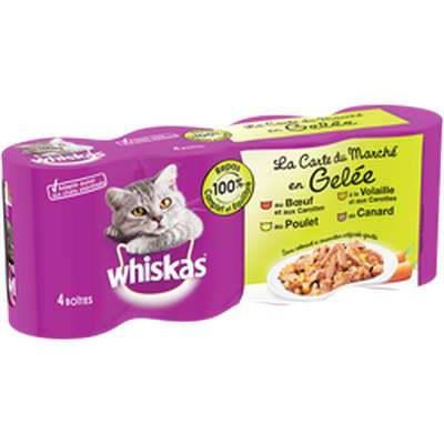Gelée pour chat viande et légumes, Whiskas (4 x 390 g)