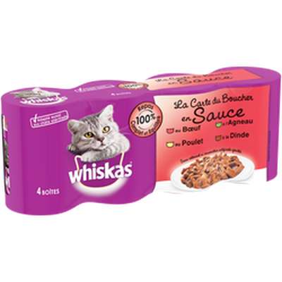 Aliments pour chat Les Mijotés en sauce 4 variétés, Whiskas (4 x 400 g)
