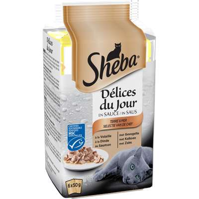 Délices du jour pour chat terre et mer, Sheba (6 x 50 g)