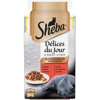 Délices du jour pour chat sélection viandes, Sheba (6 x 50 g)