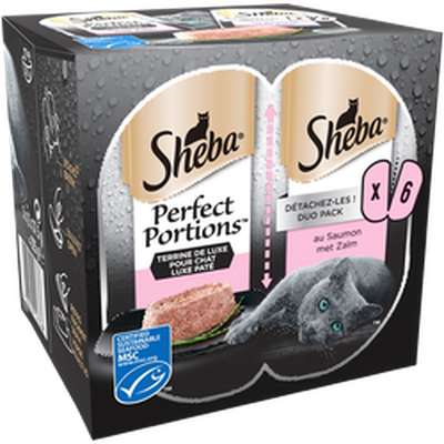 Barquettes pour chat perfect Portions au saumon en terrine, Sheba  (3 x 37 g)