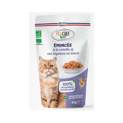 Emincé en sauce à la volaille pour chat BIO, Felichef (85 g)