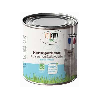 Mousse gourmande chat saumon BIO, Felichef (400 g)