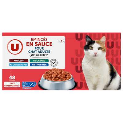 Emincés en sauce viandes & poissons pour chat, U (48 x 100 g)