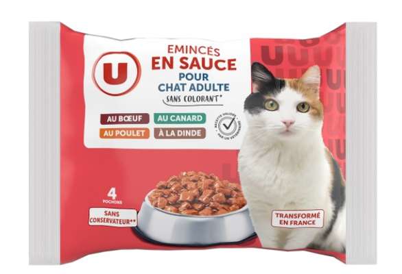 Emincée en sauce viandes pour chat, U (4 x 100 g)