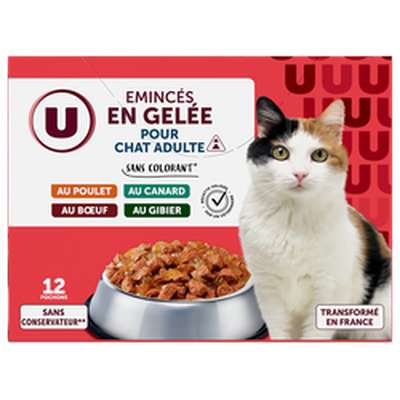 Emincés en gelée viandes pour chat, U (12 x 100 g)