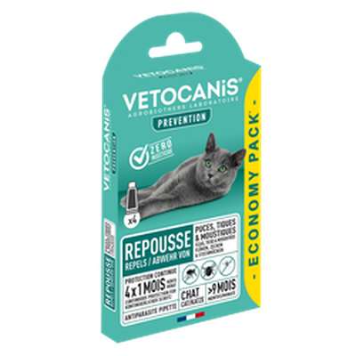 Pipette antiparasitaire pour chat, Vetocanis (x 4)