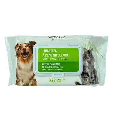 Lingettes nettoyantes pour chien et chat, Vetocanis (x 72)
