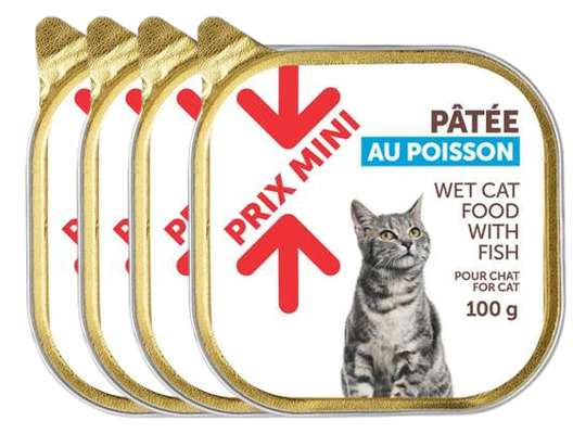 Pâtée au poisson pour chat, Prix Mini (Lot de 4 x 100 g)