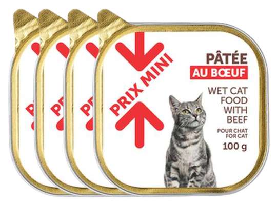 Pâtée au bœuf pour chat, Prix Mini (Lot de 4 x 100 g)
