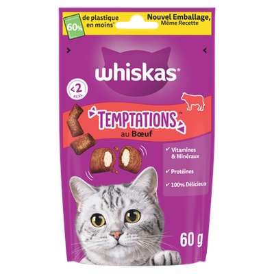 Friandises Temptation au boeuf pour chat adulte, Whiskas  (60 g)